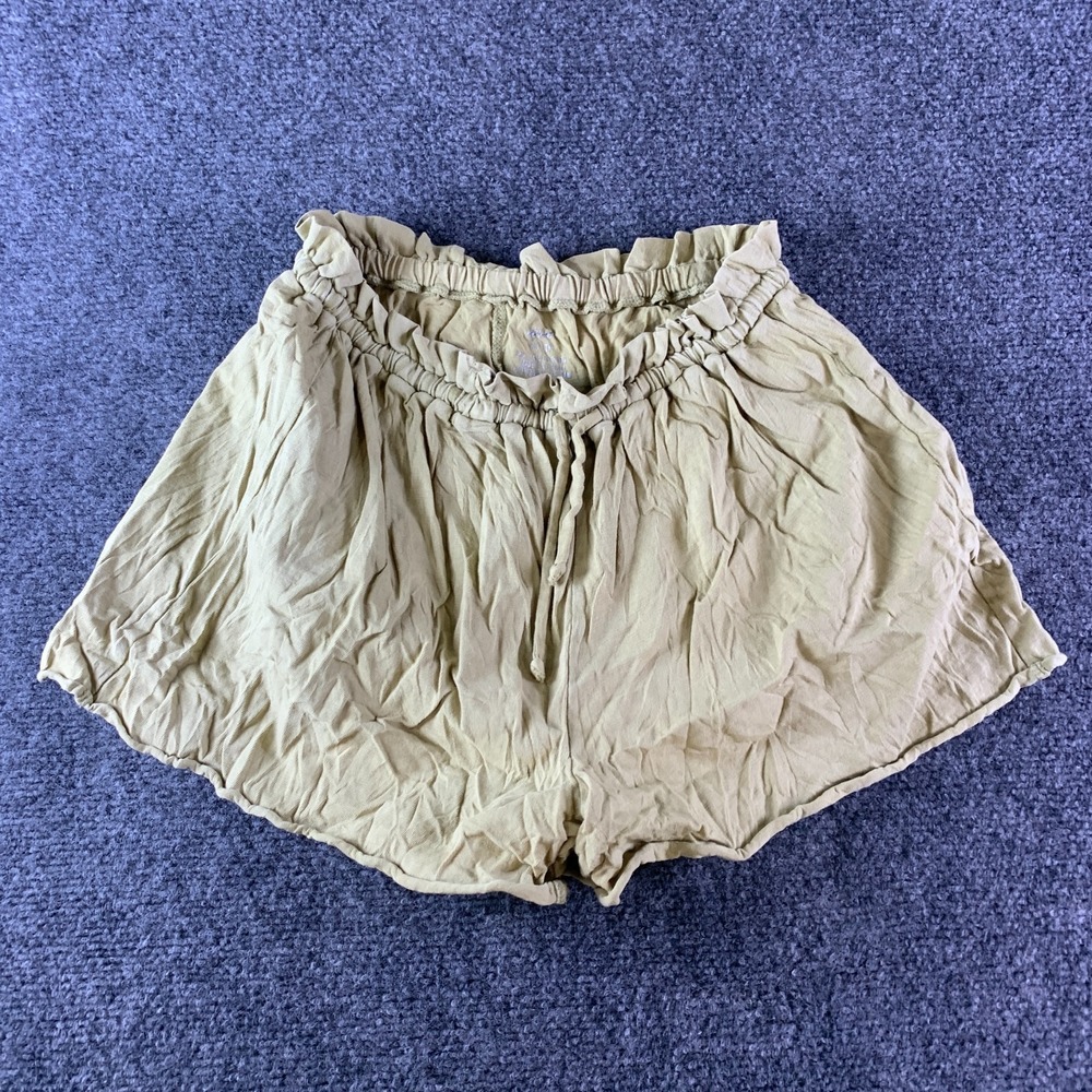 Aerie Shorts Womens XS Khaki Cotton Pleated Casual Outdoor Drawstring Waist